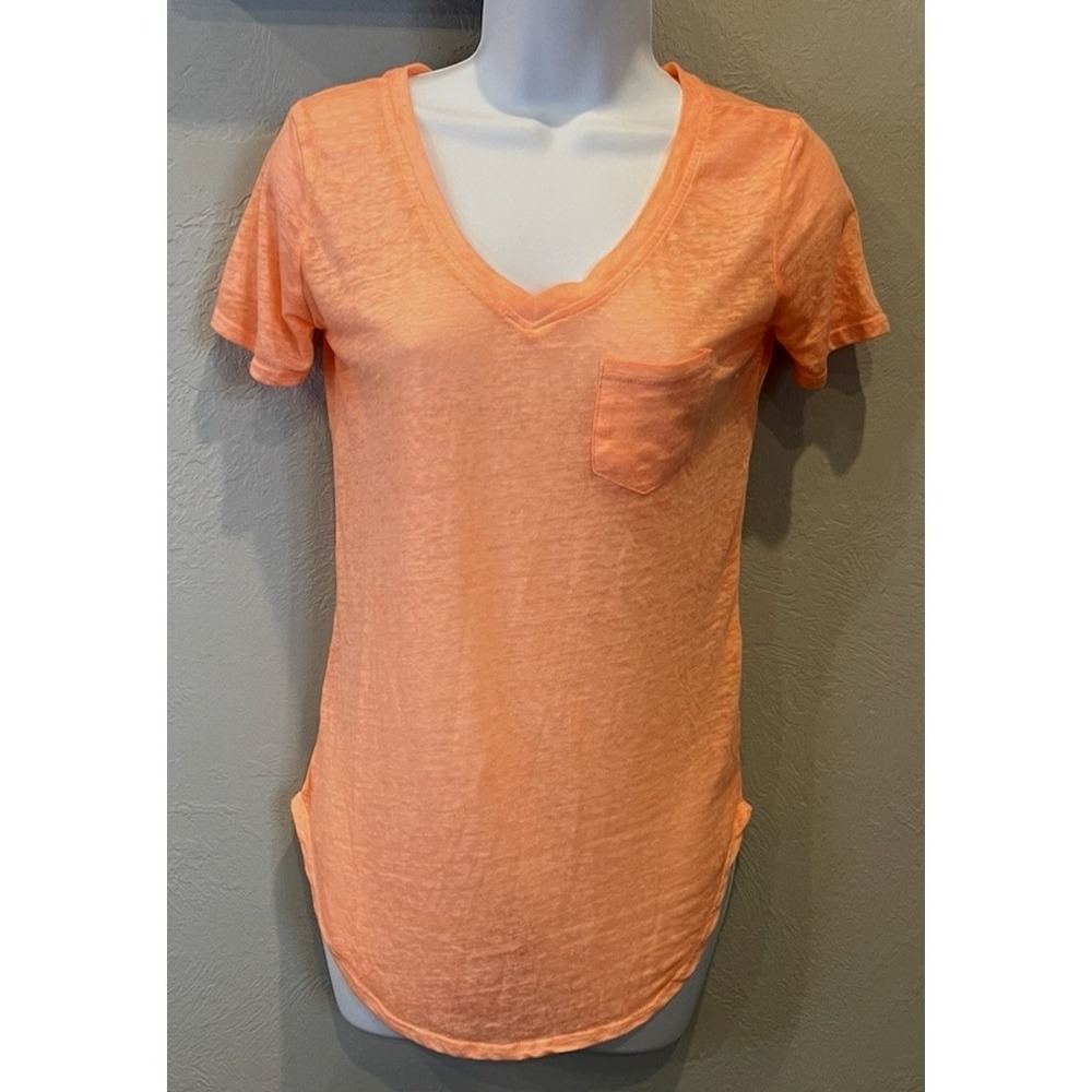 Derek Heart Shirt Thin Lightweight Orange Pocket Casual Short Sleeve Size Small
